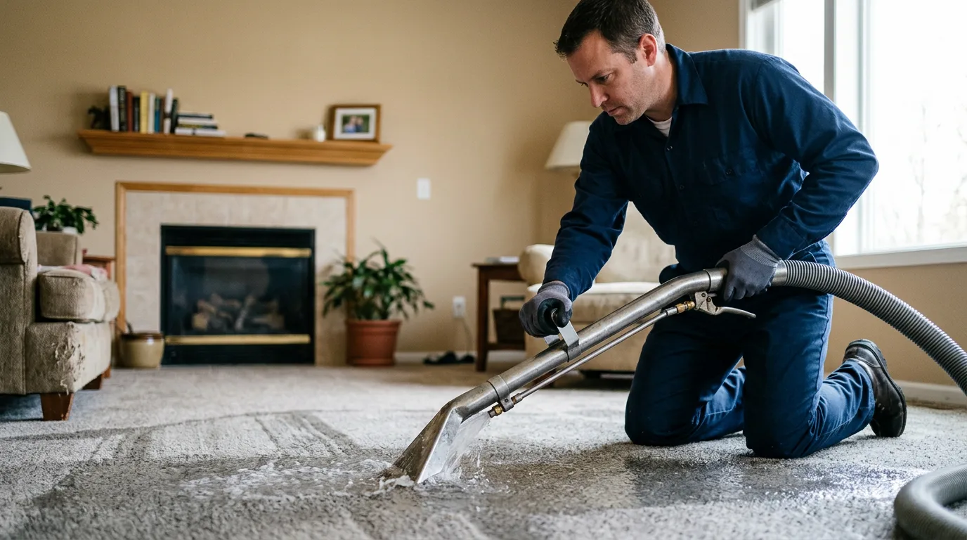 Water damage restoration technician working near Newbern, AL